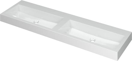 INK Momento wastafel polystone dubbel zonder kraangaten 160 x 9 x 45 cm, glans wit