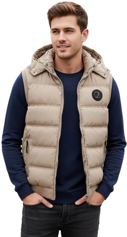 Modieuze bodywarmer - Capuchon - Vest - Beige