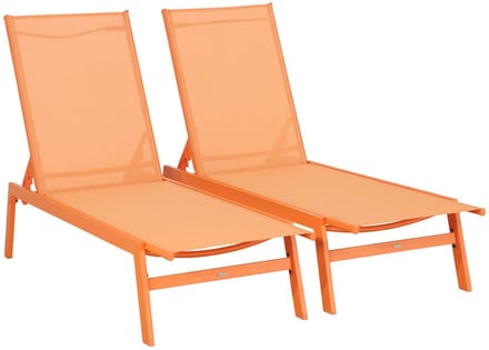 sweeek - Set van 2 ligstoelen in textileen en metaal, 5 posities - flora