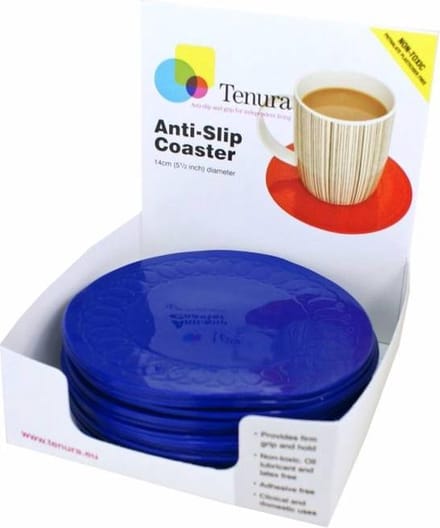 Anti-slip matten rond - blauw 14 cm display 25 st - Able2