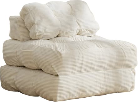 Slaapbank 1 Persoons - Opklapbare Slaapstoel met Kussen - Beige