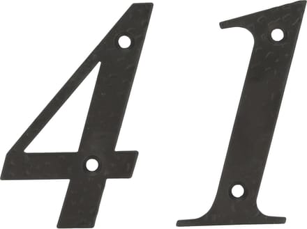 AMIG Huisnummer 41 - massief gesmeed staal - 10cm - incl. bijpassende schroeven - zwart