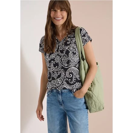 Shirt met V-hals en print