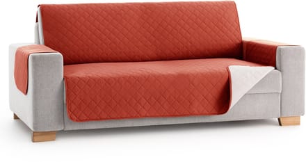 Belmarti® bankbeschermer Duo 110cm Breed – Terracota-Ivoor - Dubbelzijdig, beschermt tegen vlekken, haren en krassen – ideaal voor gezinnen met kinderen en huisdieren