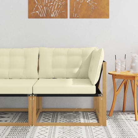 vidaXL - Buitenhoekbank - Massief - Acacia - Hout - Whitewash - en - crème