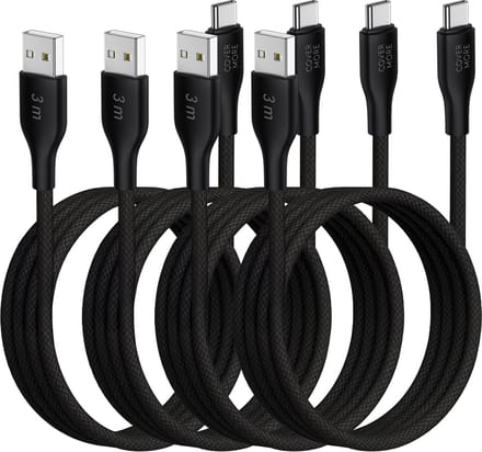 Oplader kabel geschikt voor Samsung galaxy telefoon en tablet - Usb naar usb C - Oplaadkabel - 4 stuks - 3 meter - Lang