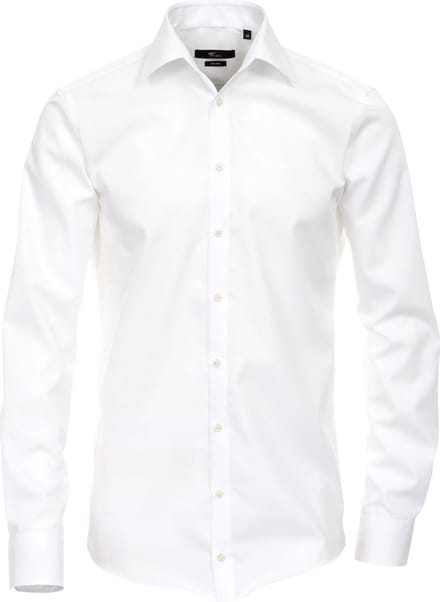 VENTI modern fit overhemd - mouwlengte 7 - wit - Strijkvrij - Boordmaat: 41