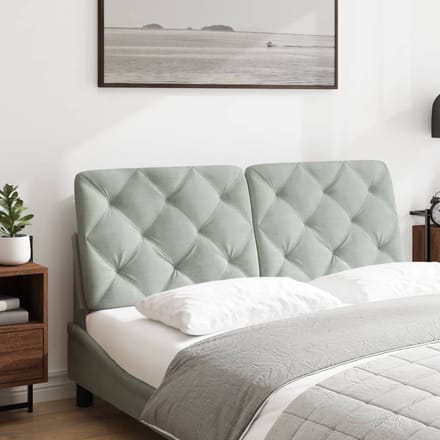 vidaXL - Hoofdbordkussen - 140 - cm - velvet - lichtgrijs