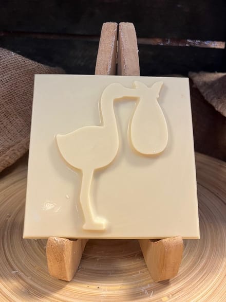 Chocoladetablet van ooievaar | Geboorte cadeau | Kado voor baby | Smaak Wit