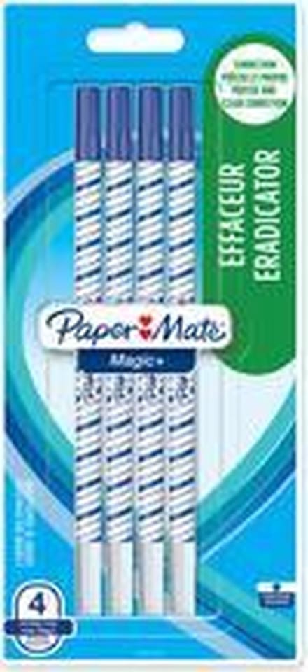 Paper Mate Correctie(pen) Magic+ Eradicator | blauwe inkt | fijn punt | 4 stuks