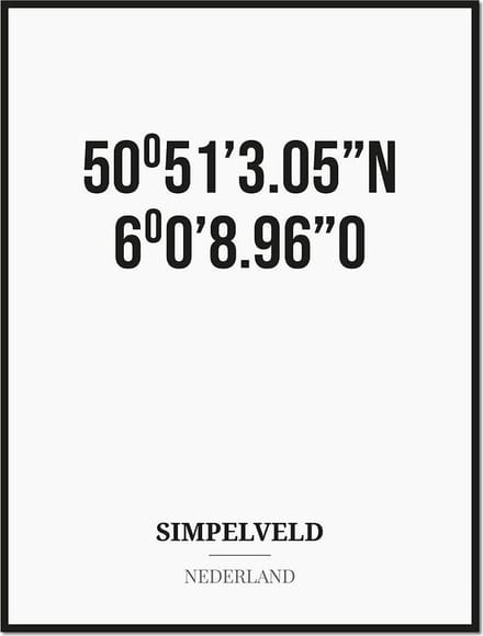 Poster/kaart SIMPELVELD met coördinaten
