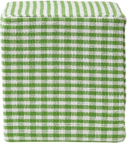 Homescapes Vichy ruit poef groen en wit – zitkubus, 36x38 cm