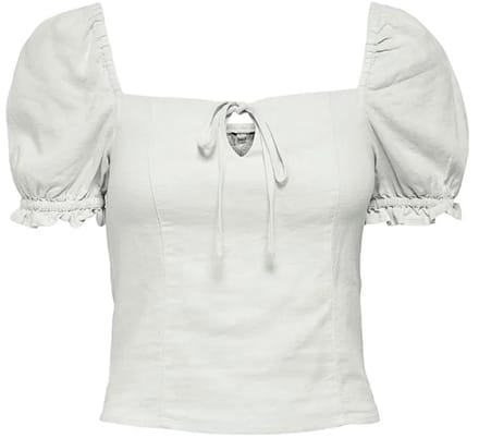 Only Caro Puff Linen Blend Blouse Met Korte Mouwen Wit L Vrouw