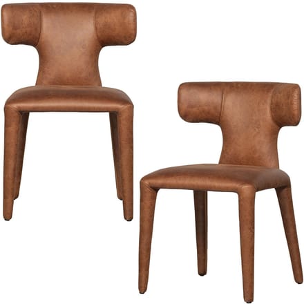 WOOOD Permit Eetkamerstoelen - Leerlook - Cognac - Set van 2
