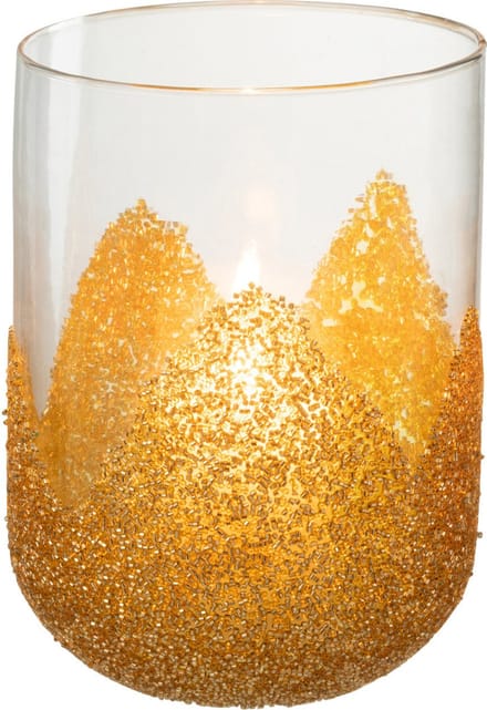 J-Line kaarshouder Strass - glas - transparant/goud - medium