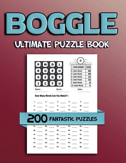 Boggle Puzzelboek met 200 Unieke Puzzels van 3 tot 7 Letters