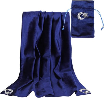 Tarotkaarten Tafelkleed en Tas Set Fluweel - Wicca Orakel Altaar Kleed Blauw