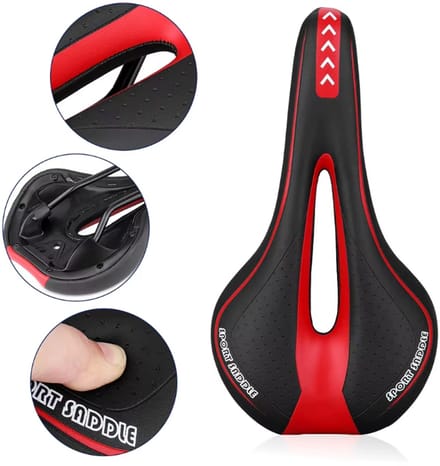 Ergonomisch Fietszadel – Comfort & Ventilatie – Gel Gevuld – Zwart/Rood