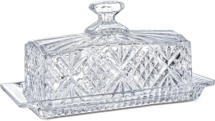 Dailygoods - Kristal Bedekte Botervloot - 8 Inch Klassiek Glas Met Deksel