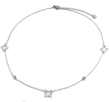 Ketting Klaver- RVS - Lengte 39-44 cm - Zilverkleurig