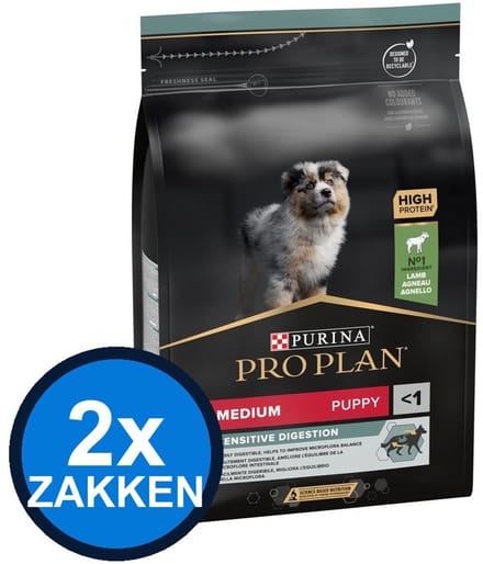 2x Pro Plan - Puppy Medium Sensitive Digestion Lam - Hondenvoer Droogvoer - 3 kg