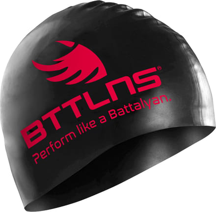 BTTLNS badmuts - swim cap - siliconen badmuts unisex - Absorber 2.0 - zwart-rood - one size