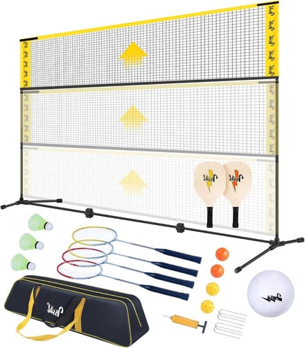 Sportnet Set - Badminton Pickleball Net - Buiten Spelen - 3-in-1 Verstelbaar - 3 meter Breed - Multicolor