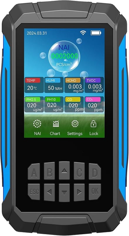 Luchtkwaliteit Monitor met CO2, PM2.5, VOC en Temperatuur/Vochtigheid Sensor