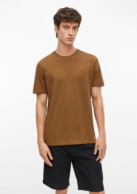 s.Oliver - male - T-shirt in vlamgarenstructuur met logodetail