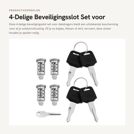 4-Delige Beveiligingsslot Set voor Dakdragers