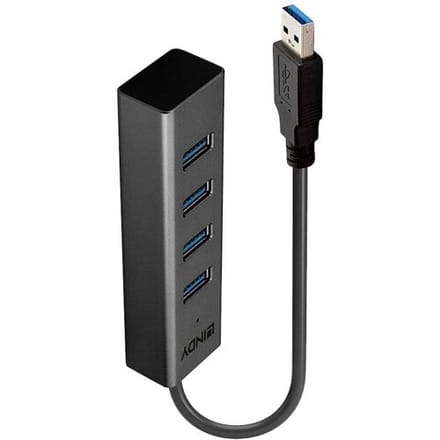 LINDY 43324 43324 USB-hub 4 poorten USB-A USB 3.1 Gen1 5 GBit/s Zwart