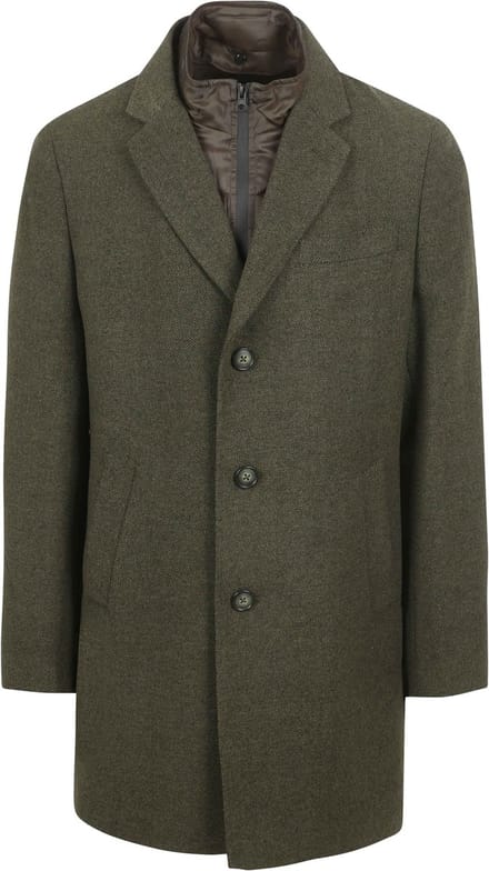 Suitable Coat Wol Twill Donkergroen - Maat 56 - Heren - Mantels & coats
