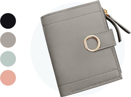 ZILOU® Kleine Portemonnee Dames - met Rits - 7 kaartvakken - Kunstleer - Grijs