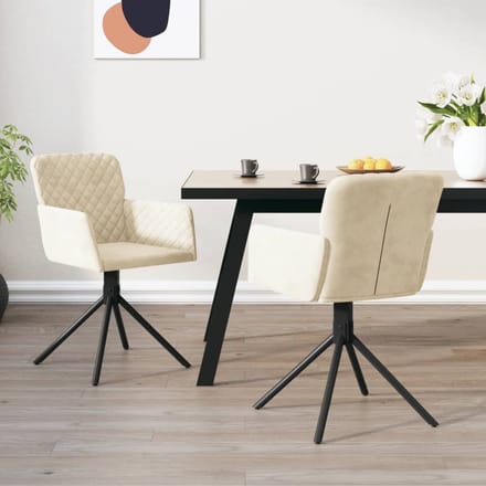 vidaXL - Eetkamerstoelen - draaibaar - 2 - st - fluweel - crèmekleurig