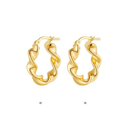 Twice As Nice Oorbellen in 18kt verguld zilver, gedraaide oorring