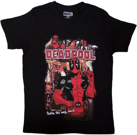 Marvel Deadpool - Outta The Way Nerd Heren Tshirt - M - Zwart