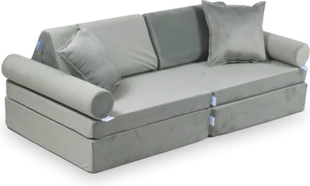 Mini Modulaire bank - Speelsofa- Velvet - Grey Comfort (inclusief 2 bolsters en 2 kussens)