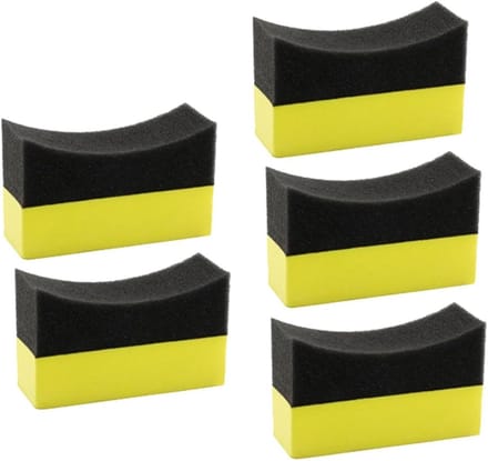 Reinigingsspons Set - Wielwas Spons - Auto Onderhoud - Gebogen Ontwerp - 5 Stuks - Zwart