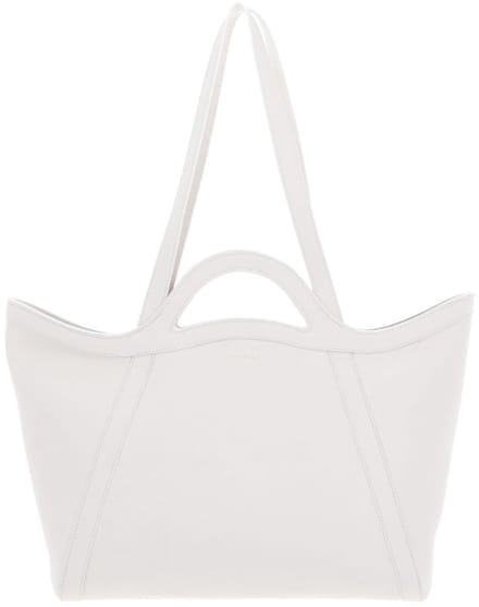 COCCINELLE Leren Schoudertas Amalia Grained Leather Shopper Blanco Wit