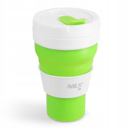Nils Opvouwbare Siliconen Beker 600ml - Groen & Wit, BPA-vrij