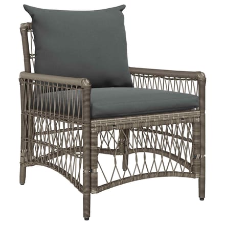 vidaXL Tuinstoel met kussen Grijs 73 x 61 x 77 cm poly rattan