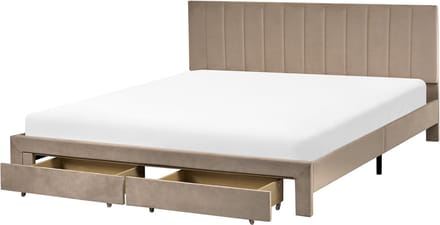 LONZAC - Bed met opbergruimte - Taupe - 180 x 200 cm - Fluweel