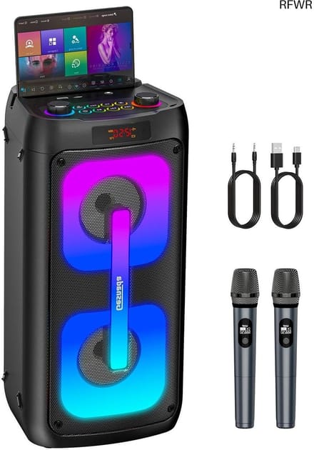 RFWR® Draagbare karaoke machine met bluetooth en draadloze microfoons voor feestelijkheden