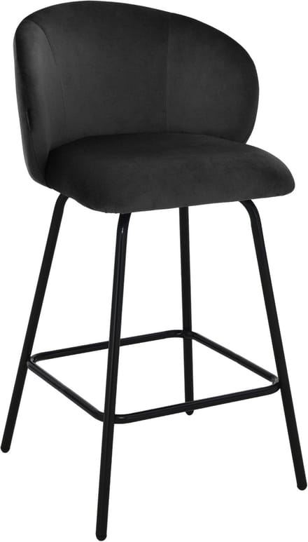 ExitoDesign NEMI - Barkruk - Zwarte Velvet - Metalen Frame - 65 cm