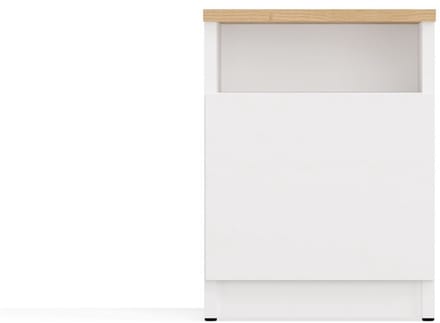 ModernLine Galax - Nachtkastje - Met deur - Tip-On opening - Wit met eiken blad