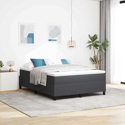 vidaXL - Boxspring - bed - Donkergrijs - en - Wit - 140 - x - 200 - cm - Corduroy - stof