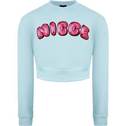 Nicce Long Sleeve Light Blue Womens Caddel Cropped Sweatshirt 211 2 03 01 0315