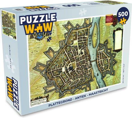 Puzzel Plattegrond - Antiek - Maastricht - Legpuzzel - Puzzel 500 stukjes - Stadskaart