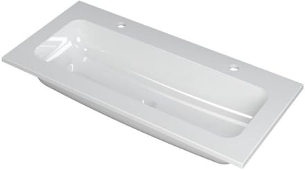 INK Faktor Wastafel Polystone Centraal met 2 Kraangaten - 1000x450x15 mm - Glans Wit