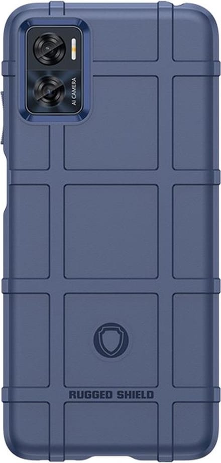 MobyDefend Hoesje - Geschikt voor Motorola Moto E22 / E22i - Rugged Shield TPU Backcover - Blauw